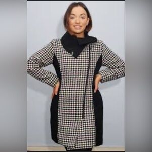 Jack Murphy Chelsea Coat UK 10 Shetland Wool Ladies Day Houndstooth Moon Fabric